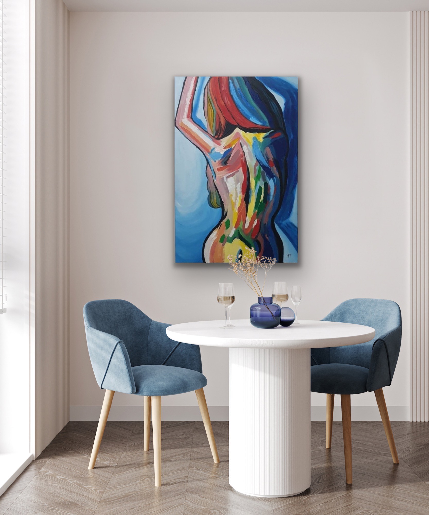 "Dreamer" abstract painting by Hala Moussa Art