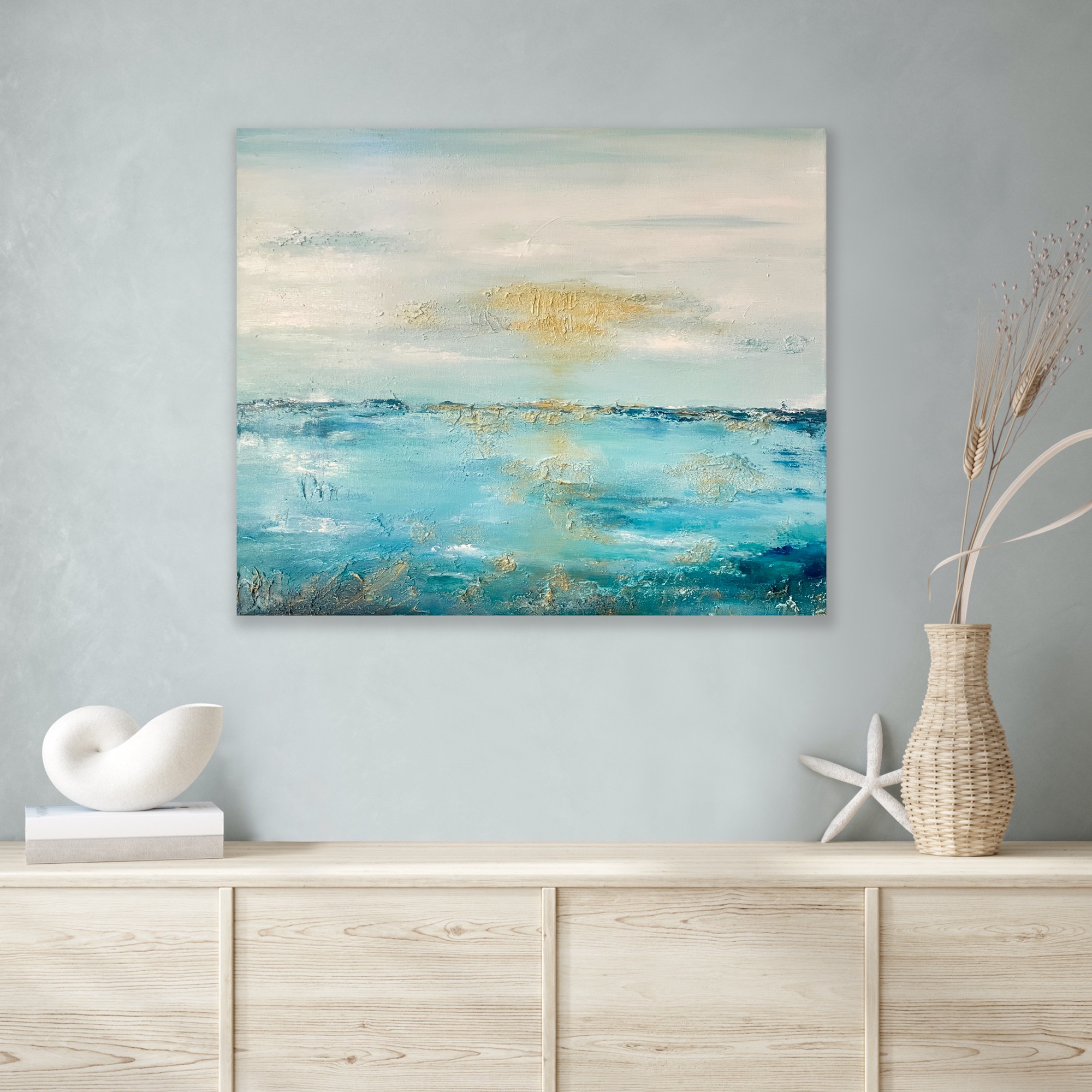 'Sunglint' abstract painting my Hala Moussa Art