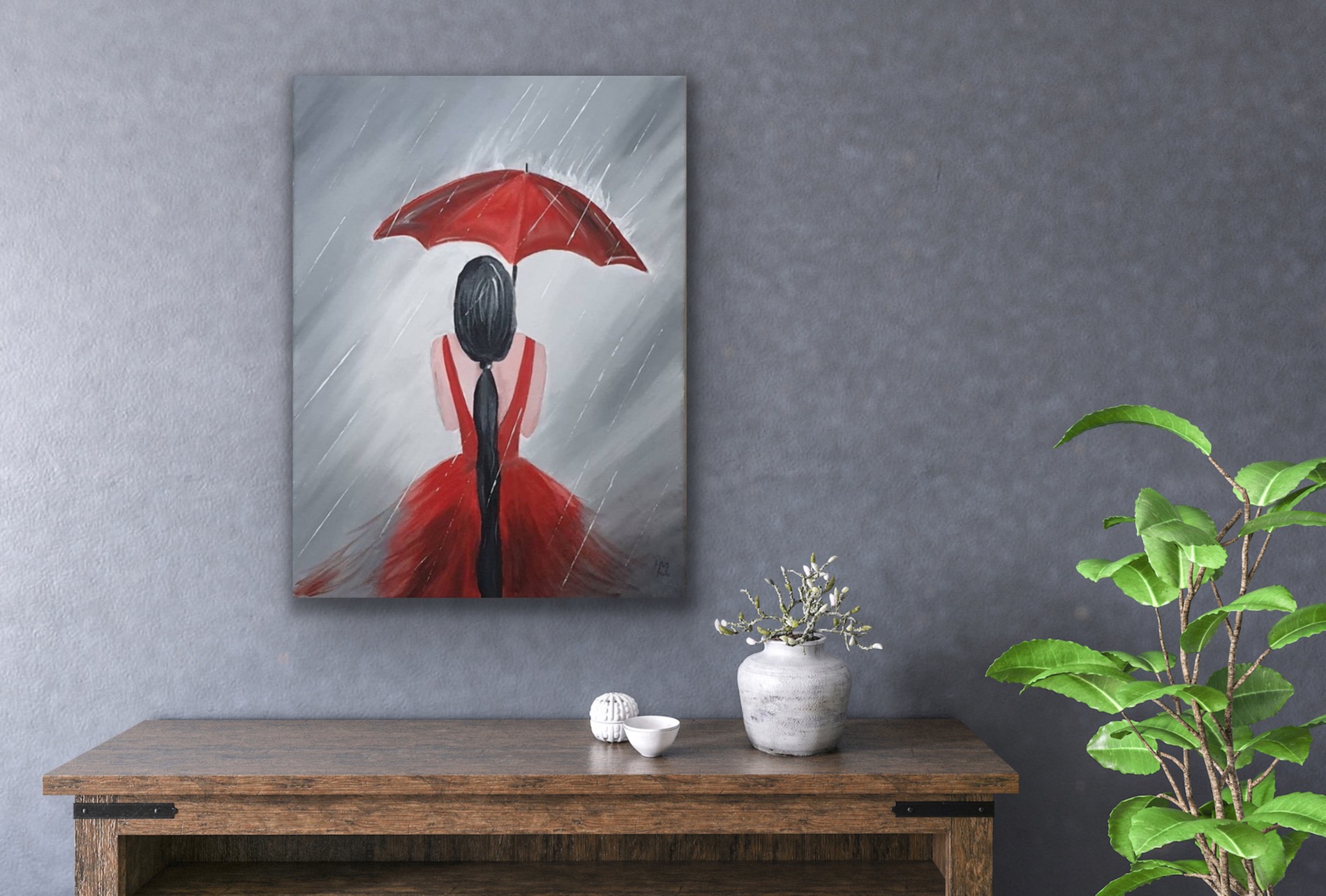 'Woman in Red' by Hala Moussa Art