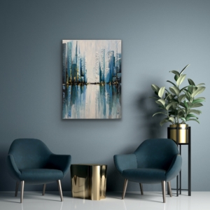 "Urban Blue" abstract art by Hala Moussa Art