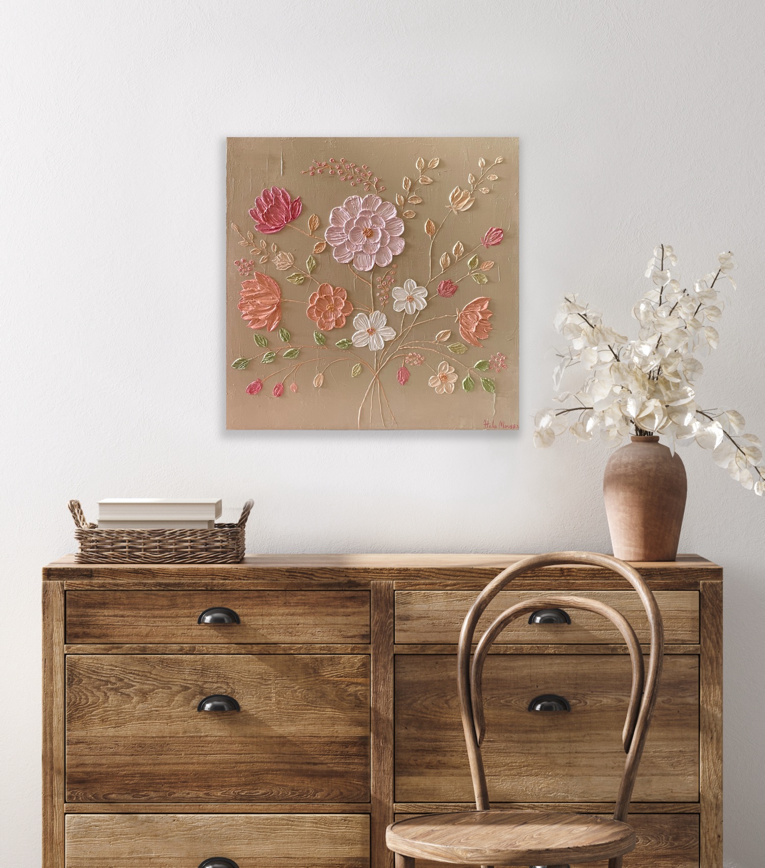 Love in Full Bloom abstract textured floral Art by Hala Moussa
